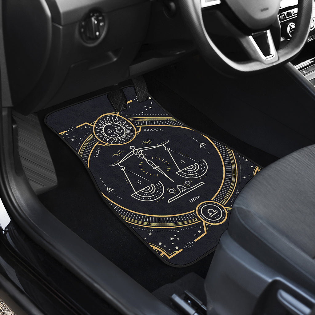 Vintage Libra Zodiac Sign Print Front and Back Car Floor Mats