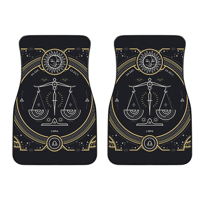 Vintage Libra Zodiac Sign Print Front Car Floor Mats