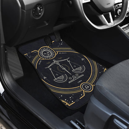 Vintage Libra Zodiac Sign Print Front Car Floor Mats