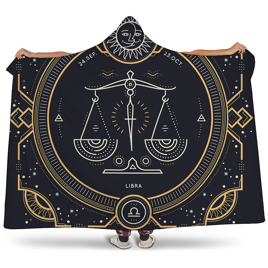 Vintage Libra Zodiac Sign Print Hooded Blanket