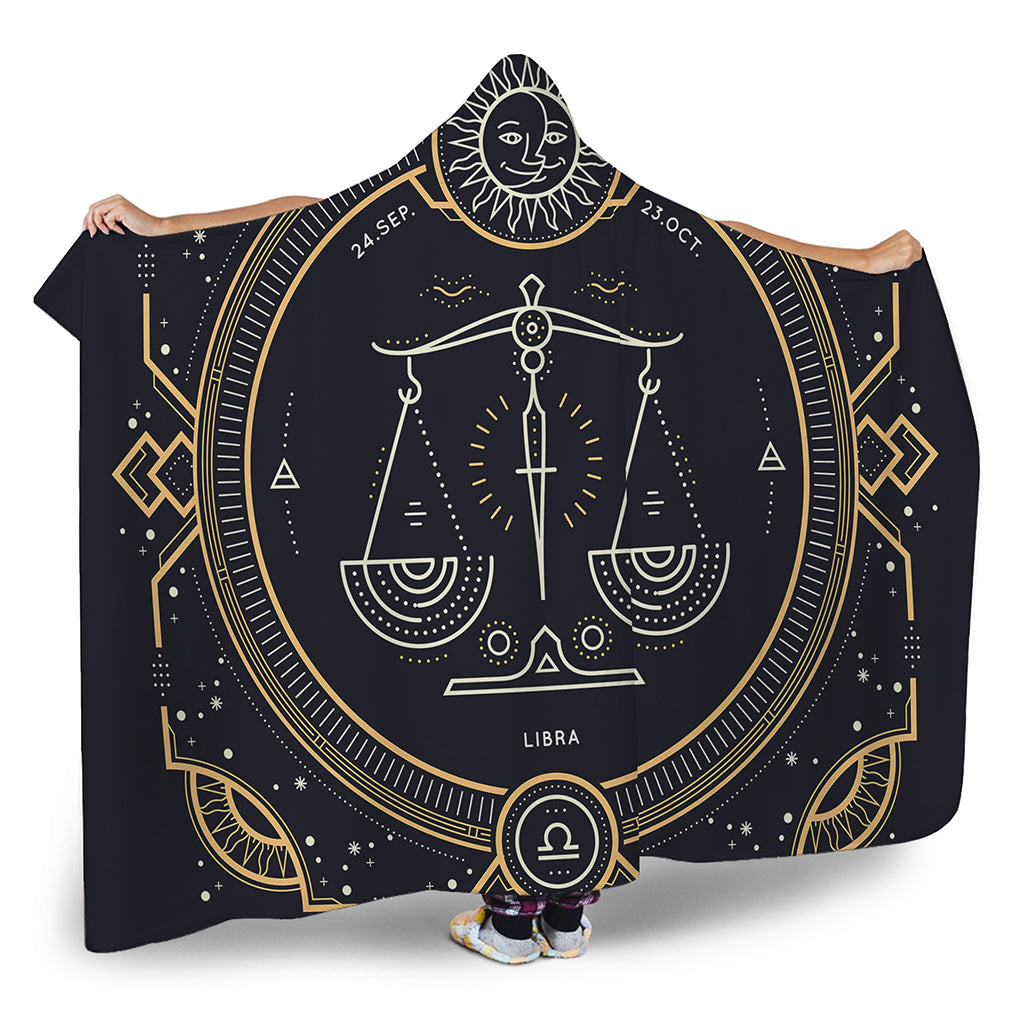 Vintage Libra Zodiac Sign Print Hooded Blanket
