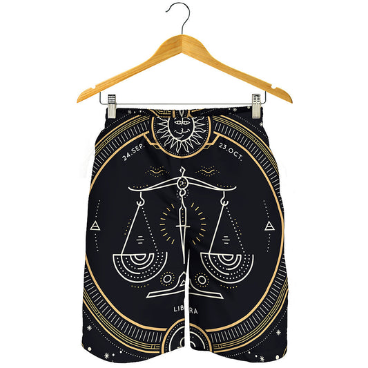 Vintage Libra Zodiac Sign Print Men's Shorts