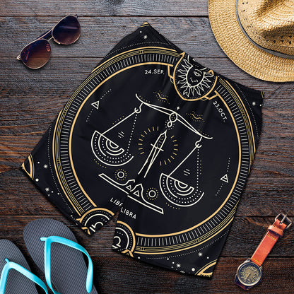 Vintage Libra Zodiac Sign Print Men's Shorts