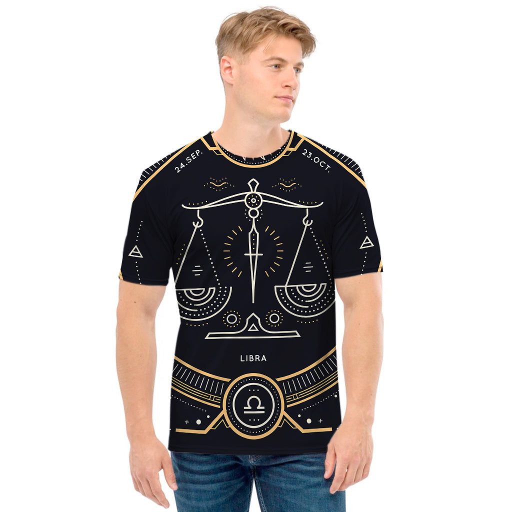Vintage Libra Zodiac Sign Print Men's T-Shirt
