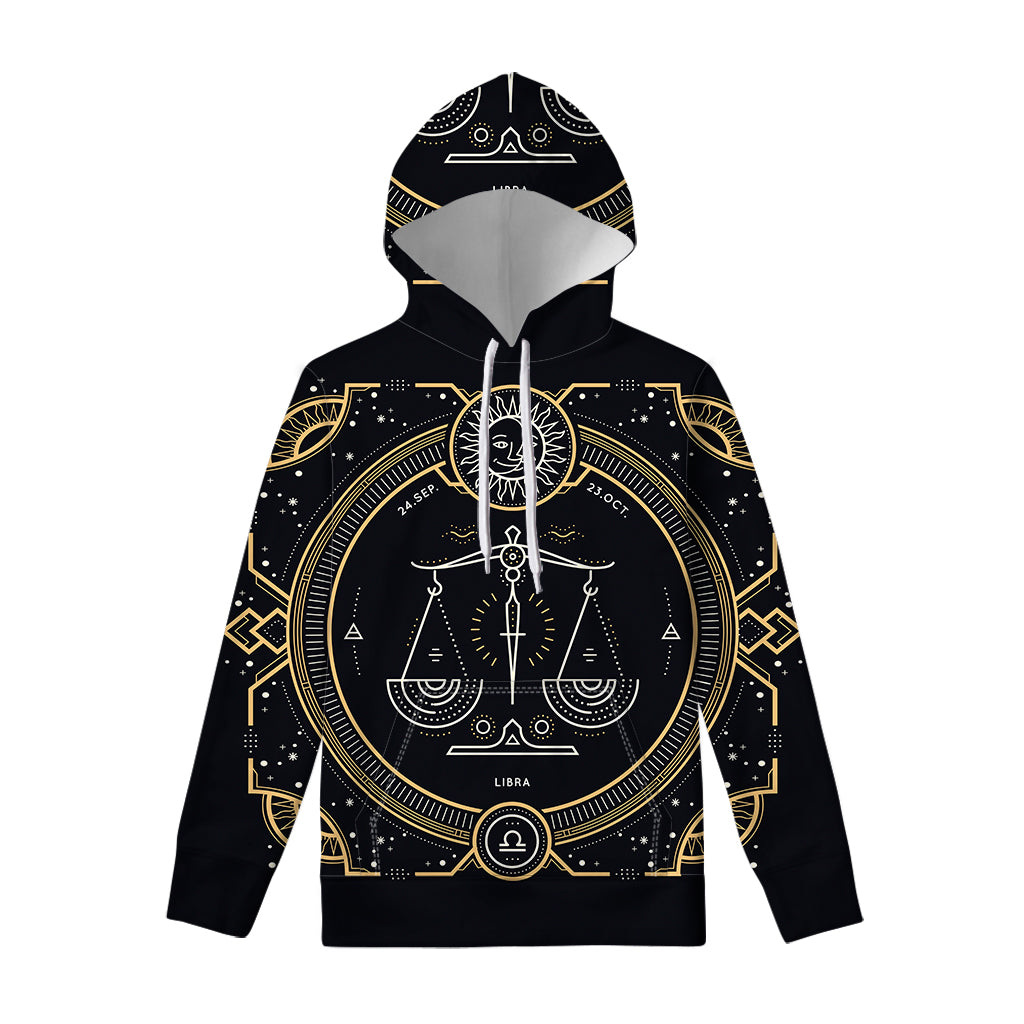 Vintage Libra Zodiac Sign Print Pullover Hoodie