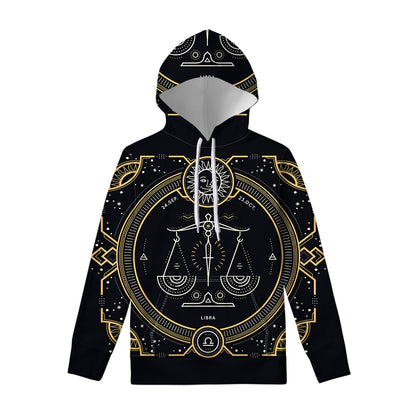 Vintage Libra Zodiac Sign Print Pullover Hoodie