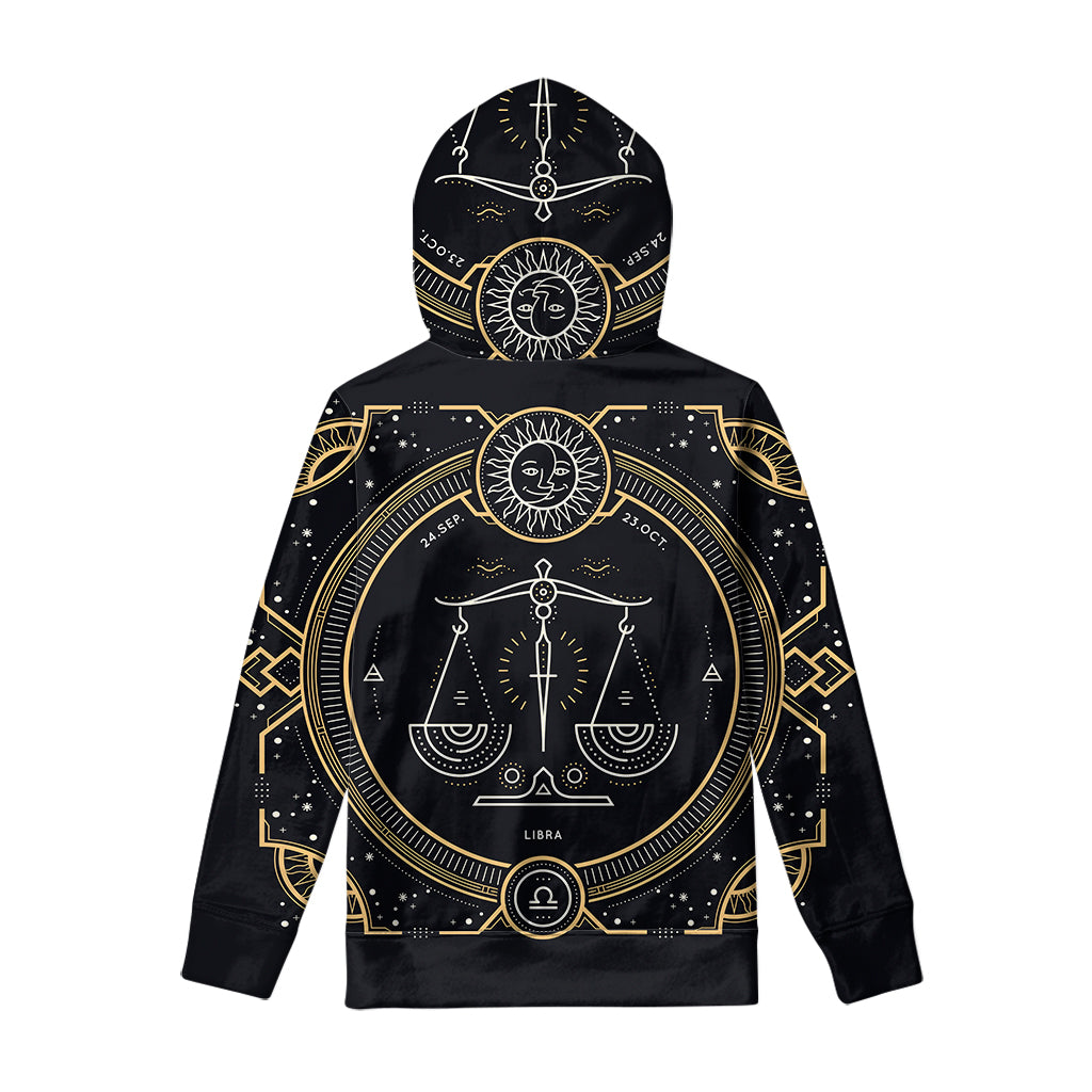 Vintage Libra Zodiac Sign Print Pullover Hoodie