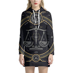 Vintage Libra Zodiac Sign Print Pullover Hoodie Dress