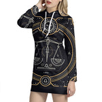 Vintage Libra Zodiac Sign Print Pullover Hoodie Dress