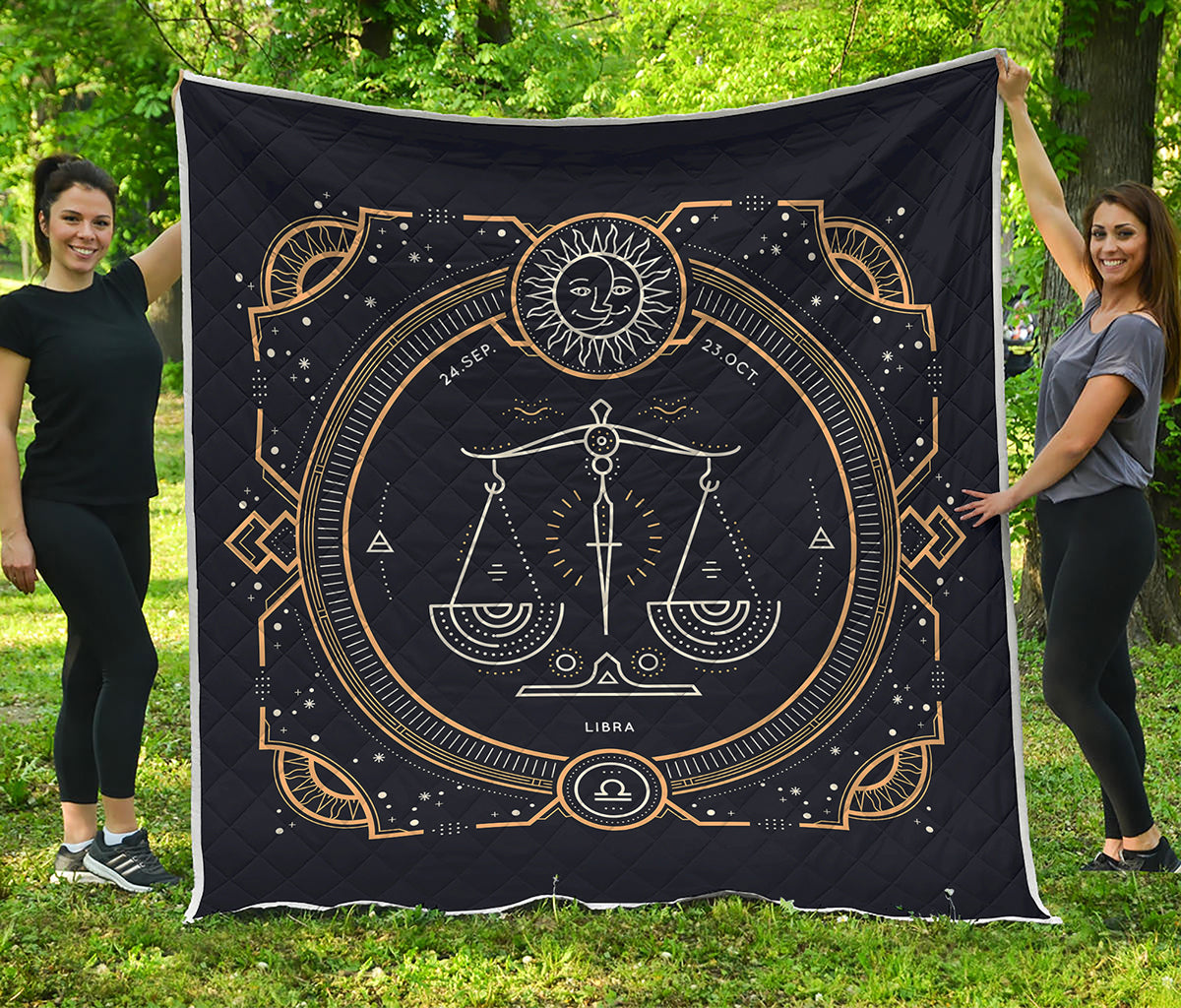 Vintage Libra Zodiac Sign Print Quilt