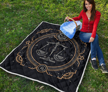 Vintage Libra Zodiac Sign Print Quilt