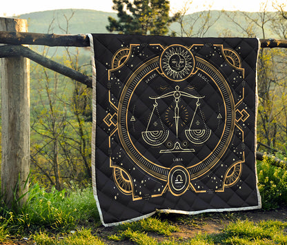 Vintage Libra Zodiac Sign Print Quilt