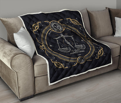 Vintage Libra Zodiac Sign Print Quilt