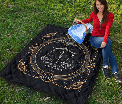 Vintage Libra Zodiac Sign Print Quilt