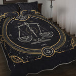 Vintage Libra Zodiac Sign Print Quilt Bed Set