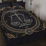 Vintage Libra Zodiac Sign Print Quilt Bed Set