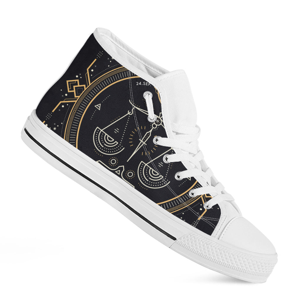 Vintage Libra Zodiac Sign Print White High Top Sneakers