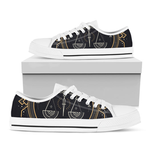Vintage Libra Zodiac Sign Print White Low Top Shoes