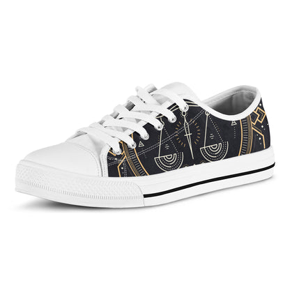 Vintage Libra Zodiac Sign Print White Low Top Shoes