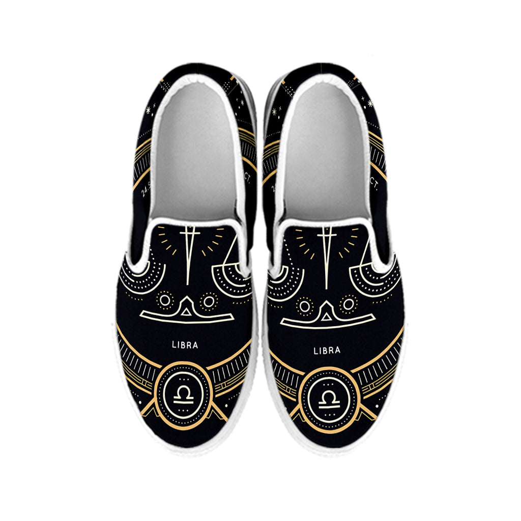 Vintage Libra Zodiac Sign Print White Slip On Shoes