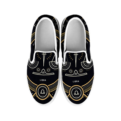 Vintage Libra Zodiac Sign Print White Slip On Shoes