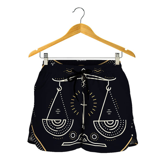 Vintage Libra Zodiac Sign Print Women's Shorts
