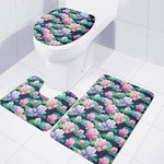 Vintage Lotus Floral Print 3 Piece Bath Mat Set