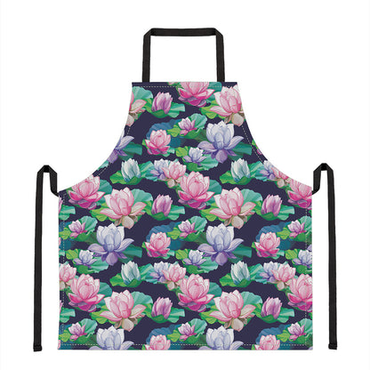 Vintage Lotus Floral Print Apron