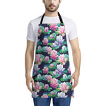 Vintage Lotus Floral Print Apron