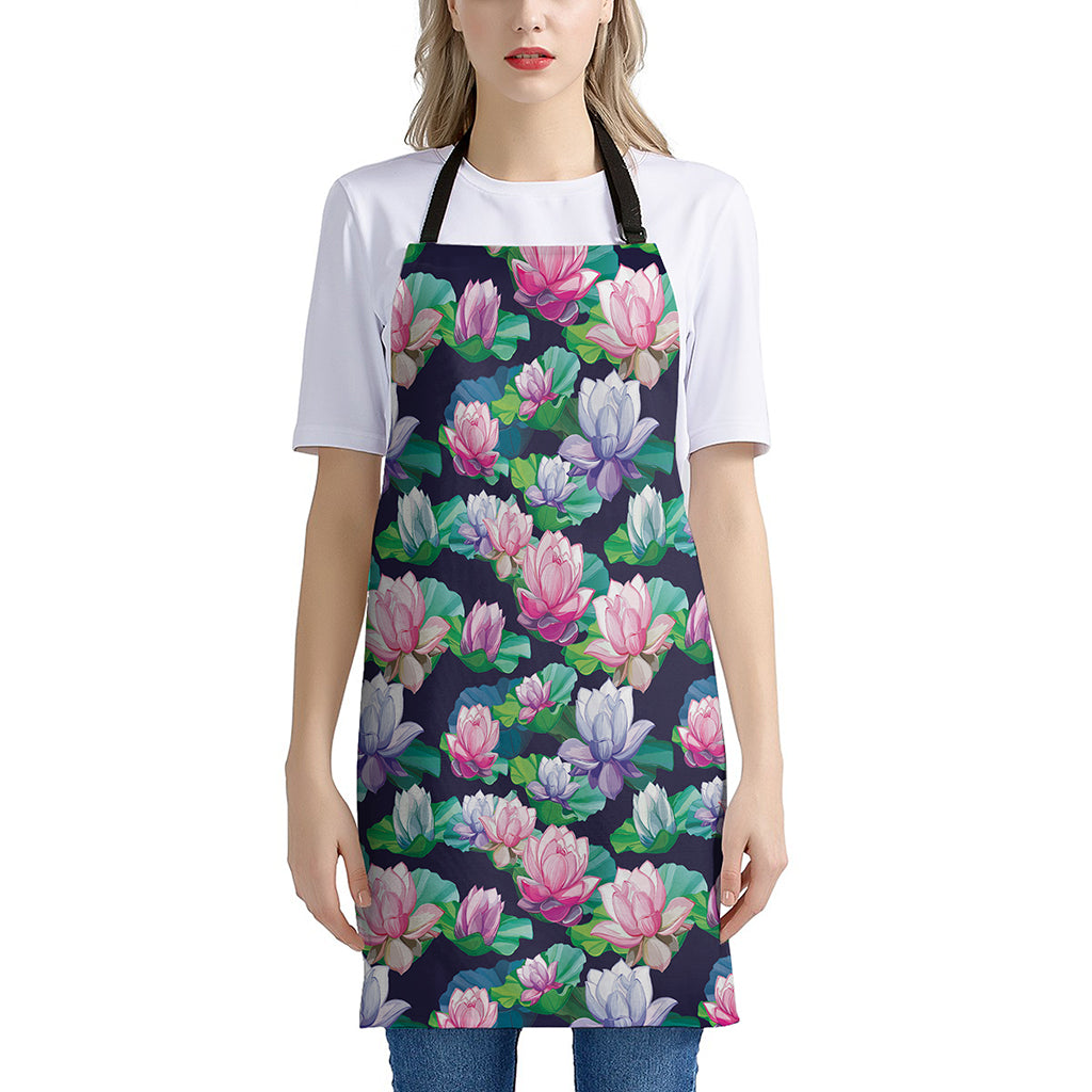 Vintage Lotus Floral Print Apron
