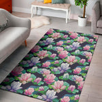Vintage Lotus Floral Print Area Rug