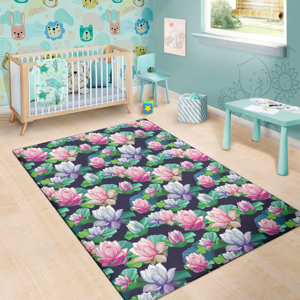 Vintage Lotus Floral Print Area Rug
