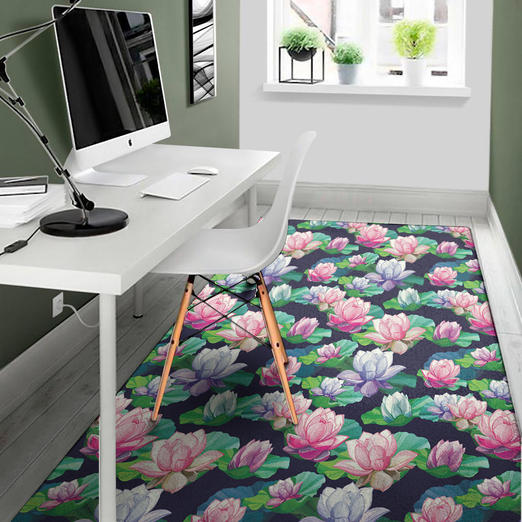 Vintage Lotus Floral Print Area Rug