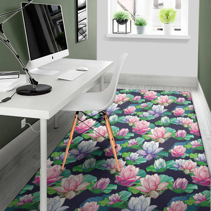 Vintage Lotus Floral Print Area Rug