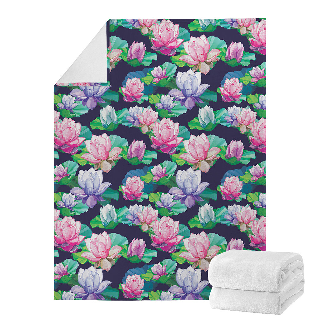 Vintage Lotus Floral Print Blanket