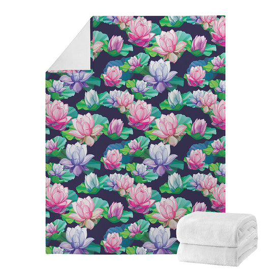 Vintage Lotus Floral Print Blanket