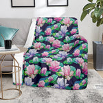 Vintage Lotus Floral Print Blanket