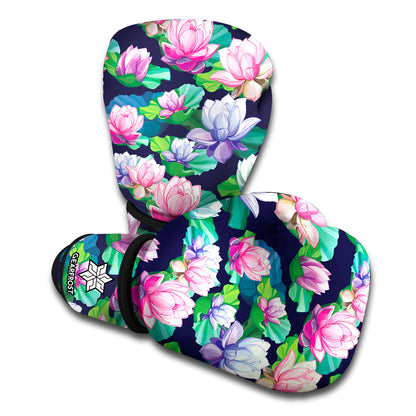 Vintage Lotus Floral Print Boxing Gloves