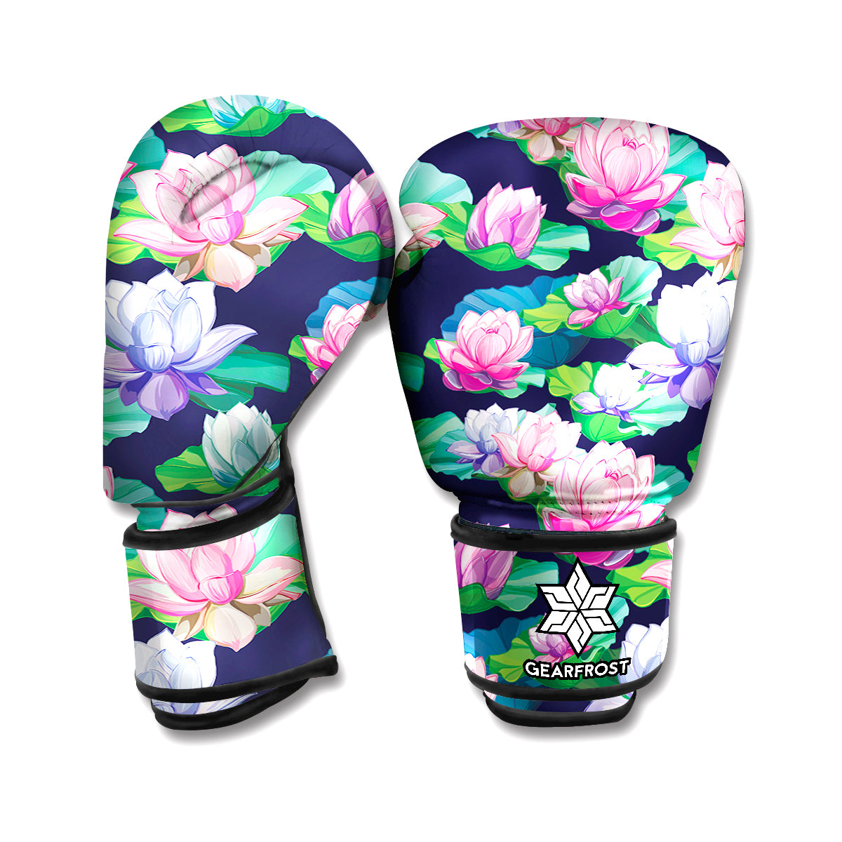 Vintage Lotus Floral Print Boxing Gloves