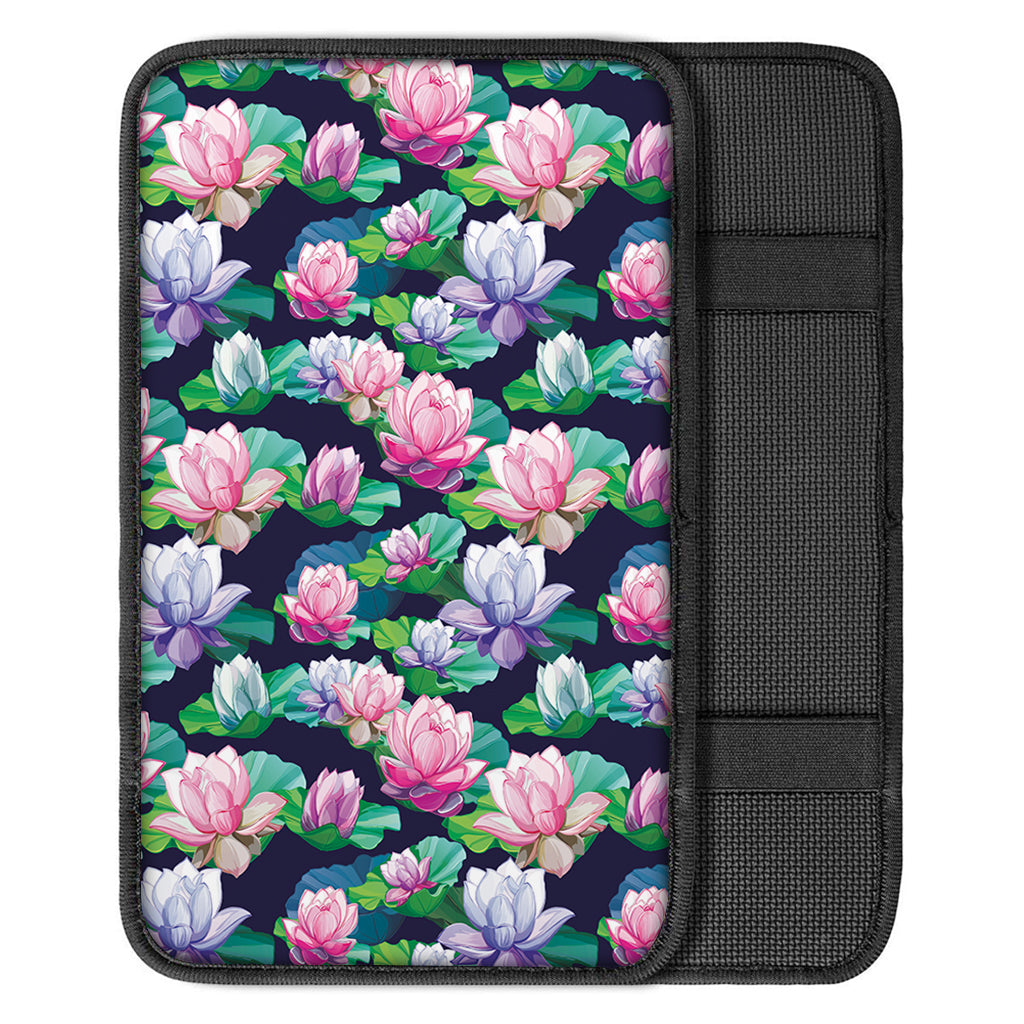 Vintage Lotus Floral Print Car Center Console Cover