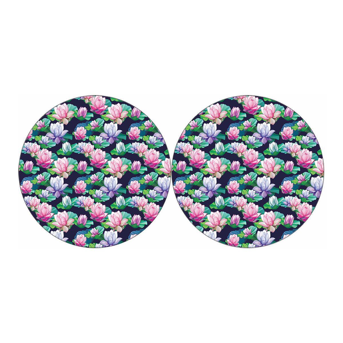 Vintage Lotus Floral Print Car Coasters