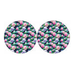 Vintage Lotus Floral Print Car Coasters