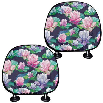 Vintage Lotus Floral Print Car Headrest Covers