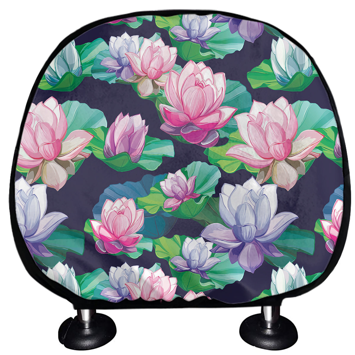 Vintage Lotus Floral Print Car Headrest Covers