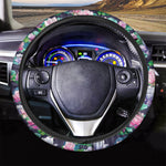Vintage Lotus Floral Print Car Steering Wheel Cover