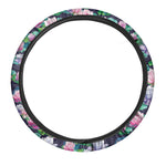 Vintage Lotus Floral Print Car Steering Wheel Cover