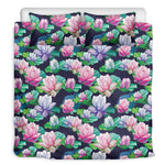 Vintage Lotus Floral Print Duvet Cover Bedding Set