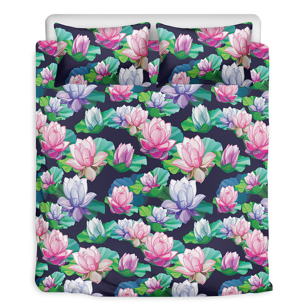 Vintage Lotus Floral Print Duvet Cover Bedding Set