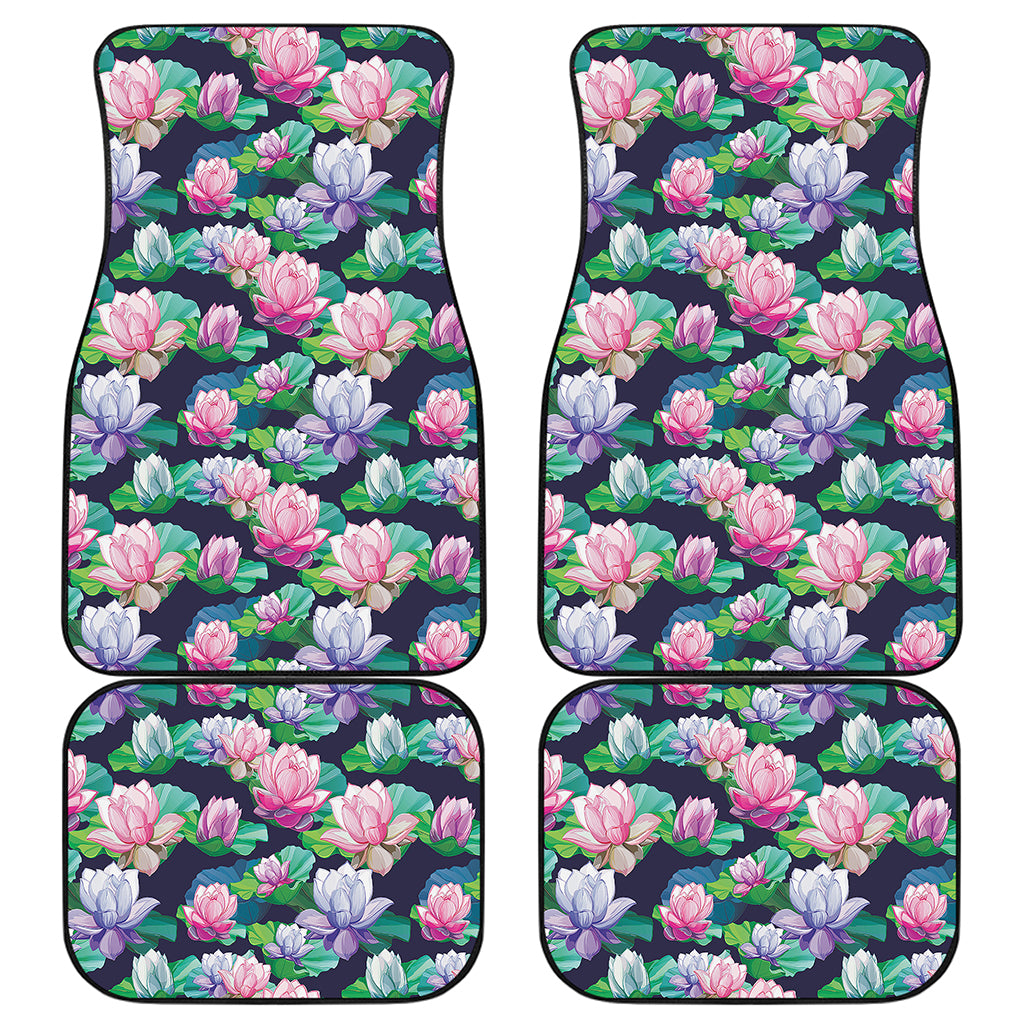 Vintage Lotus Floral Print Front and Back Car Floor Mats