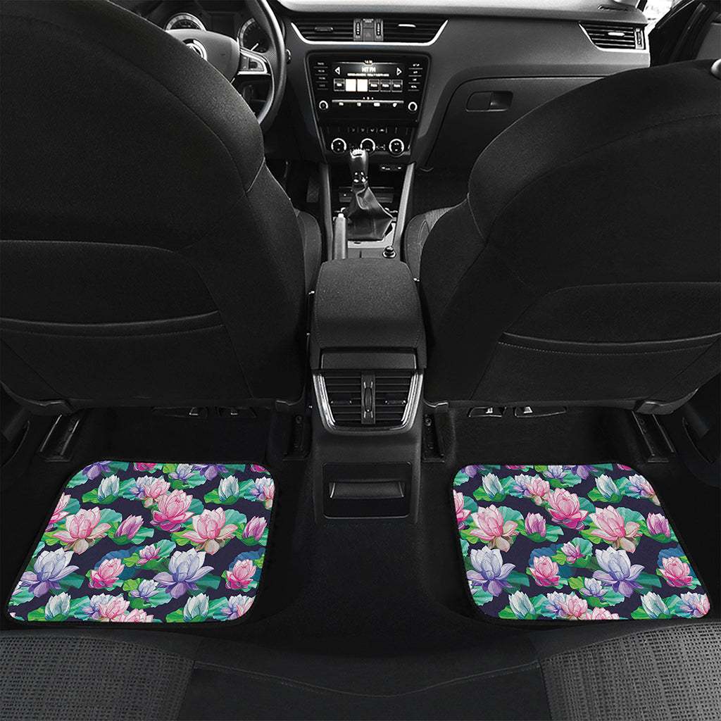 Vintage Lotus Floral Print Front and Back Car Floor Mats